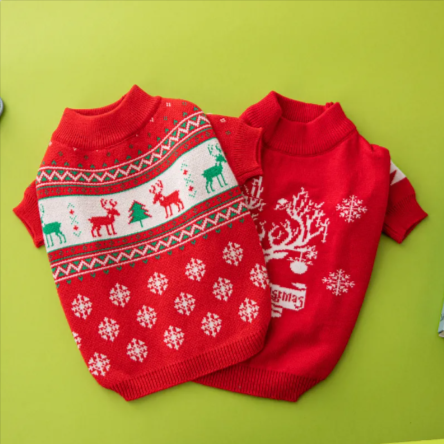 Christmas Tree Elk Design Dog Sweater – Festive Holiday Knit for Pets