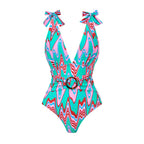 2024 Cross-Border Women's Floral Swimsuit with Skirt Set