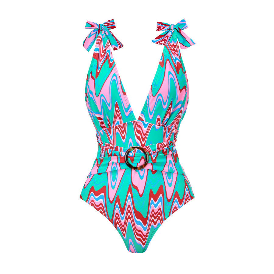 2024 Cross-Border Women's Floral Swimsuit with Skirt Set