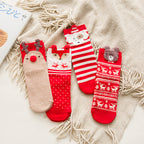 Autumn Winter Colorful Red Cartoon Christmas Socks