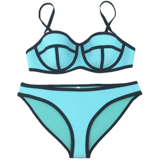 Women's Neoprene Color-Block Bikini Set