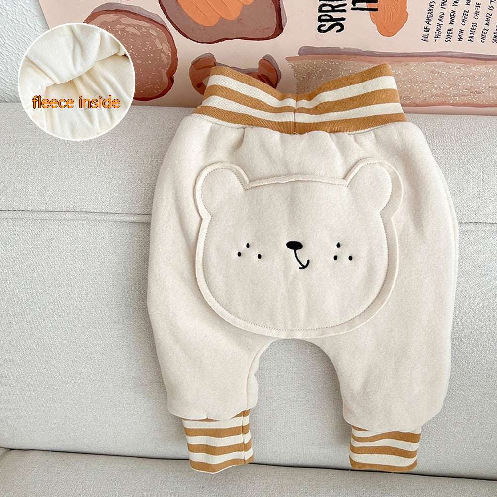 High Waist Padded Fleece Trousers for Warmth