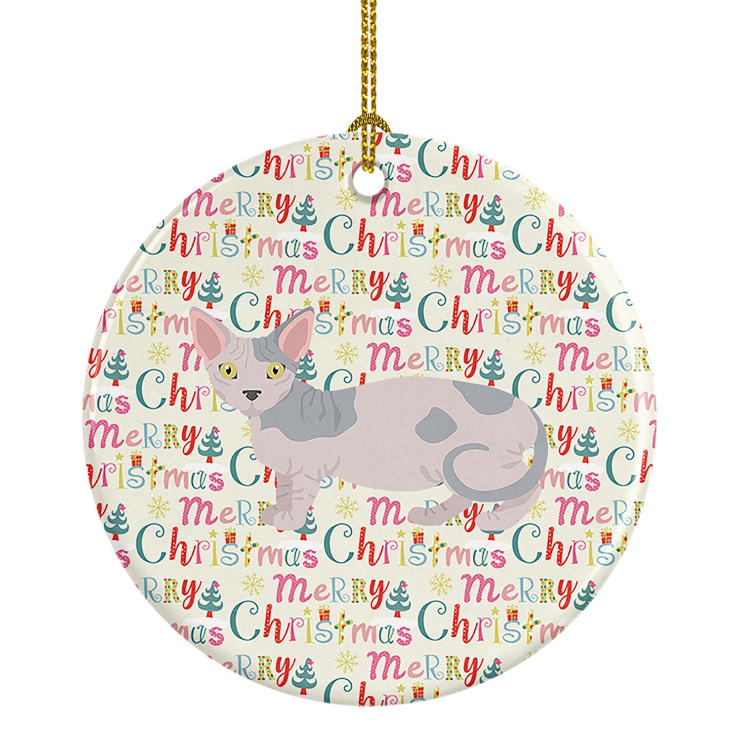 Minskin Cat Christmas Ceramic Ornament