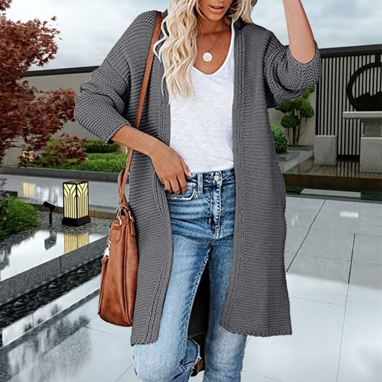 Casual Loose Medium Long Knitting Cardigan Sweater