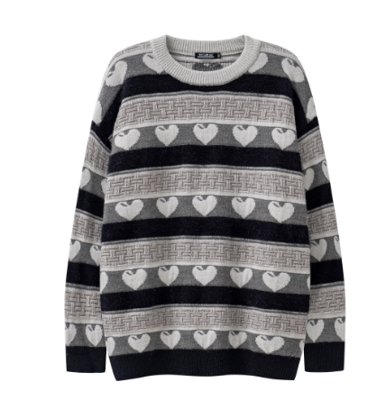 American Retro Color-Contrast Knitted Sweater