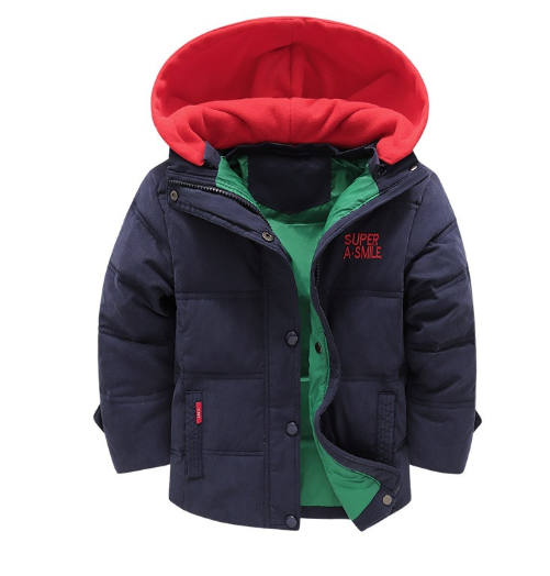Boys' Thick Hooded Jacket - Smile (One Piece)