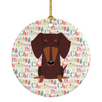 Merry Christmas Dachshund Chocolate Ceramic Ornament