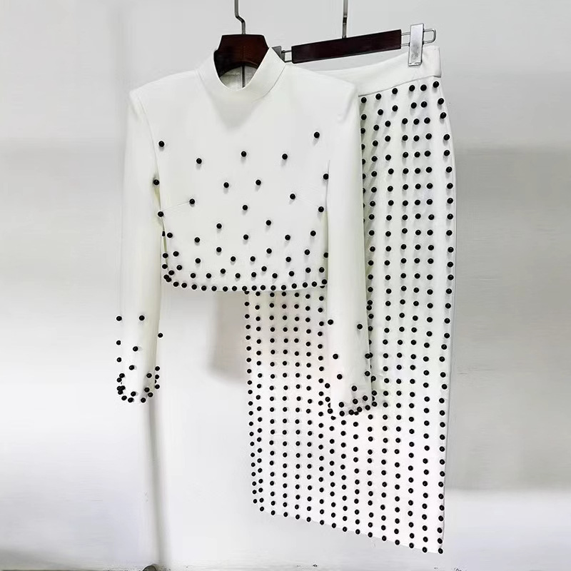 Beaded Half Turtleneck Suit