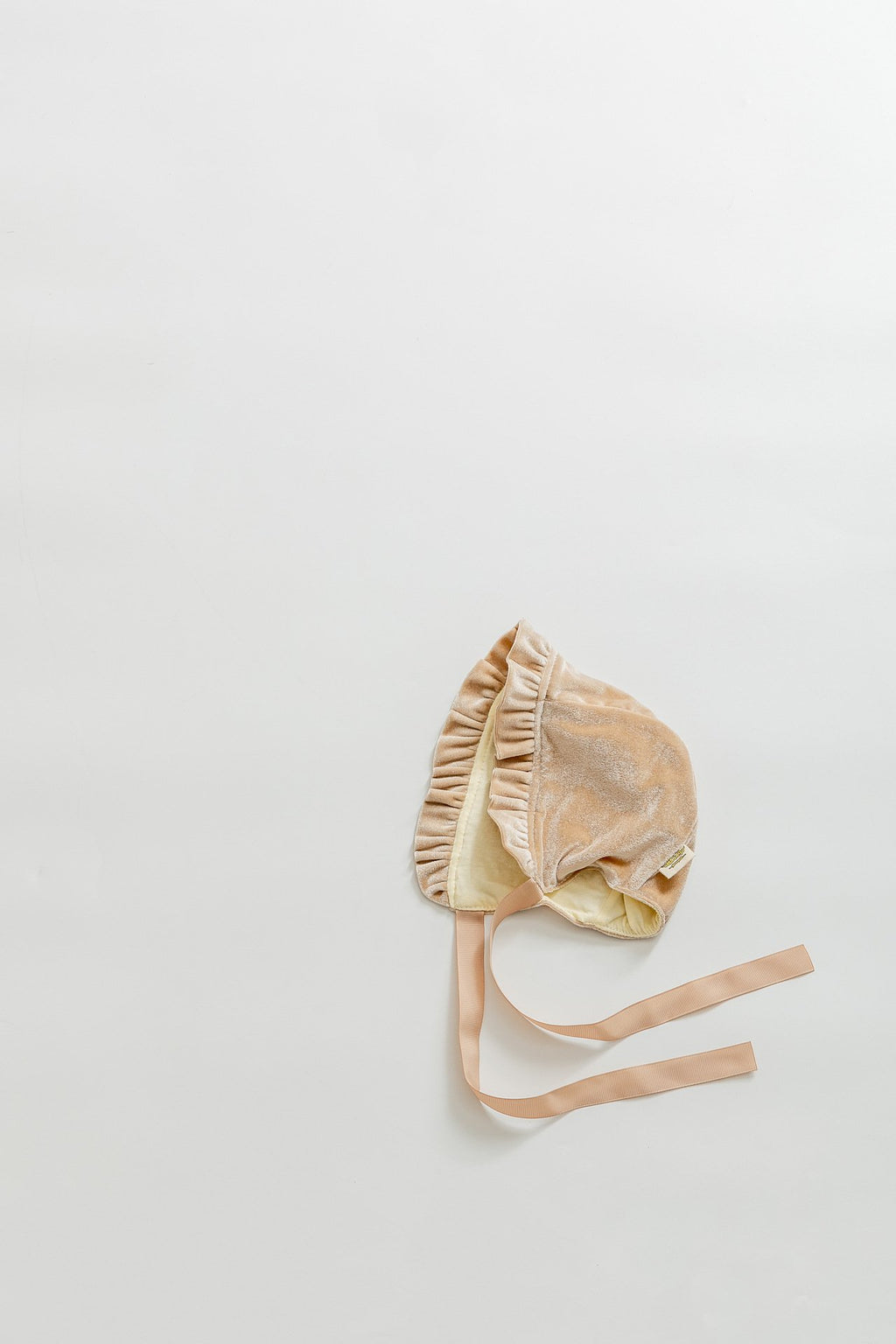 Gold Velvet Wooden Ear Baby Beanie Hat | Embroidered Cap