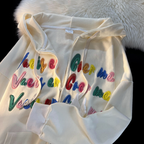 Loose Couple Pullover Top with Letter Stickers | Streetwear