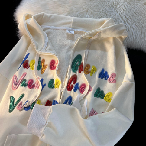 Loose Couple Pullover Top with Letter Stickers | Streetwear