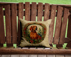 Red Redbone Coonhound Christmas Flowers Throw Pillow