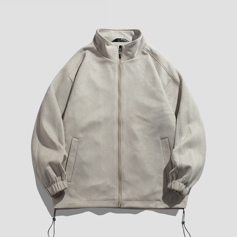 Men's Suede Button Baseball Jacket for Autumn & Winter