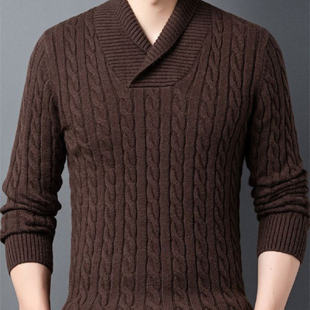 Men's Long-sleeve Slim Fit V-neck Pullover Sweater | Streetwear