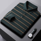 Men's Long-Sleeved Striped Polo Sweater for Autumn/Winter