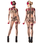 Halloween Skeleton Rose Bodysuit Cosplay Costume