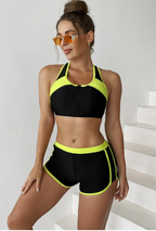 Plus Size Solid Color Bikini Split Swimsuit