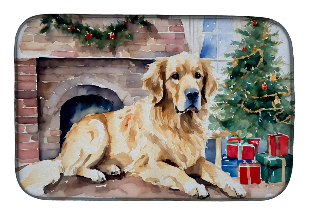 Golden Retriever Cozy Christmas Dish Drying Mat