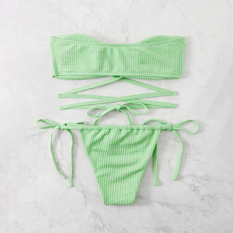 2024 New Amazon Solid Color Backless Bikini Set