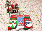 Cotton Christmas Socks with Santa, Reindeer, and Snowman