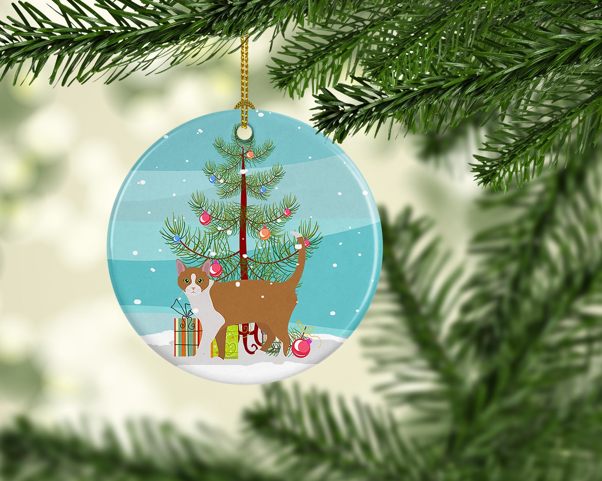 Brazilian Shorthair Cat Christmas Ceramic Ornament