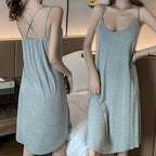 Summer Women's Black Backless Nightgown Pajamas Dress
