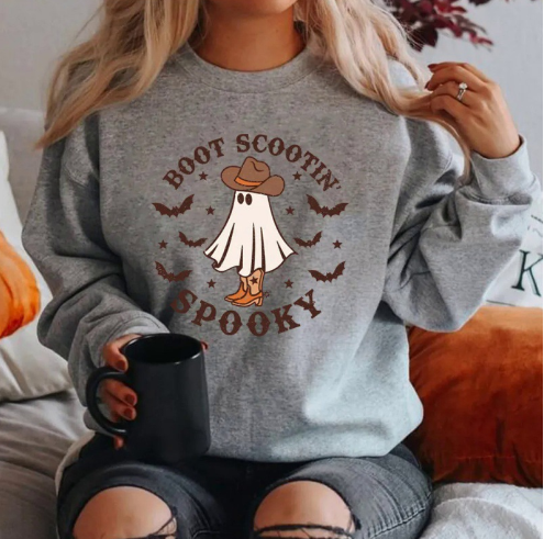 Boot Scootin' Spooky Halloween Cowboy Ghost Hoodie | Streetwear