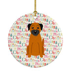 Merry Christmas Border Terrier Ceramic Ornament