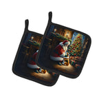Corgi and Santa Claus Pair of Pot Holders