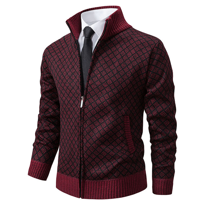 Thickened Stand-up Collar Slim-fit Sweater Coat for Men