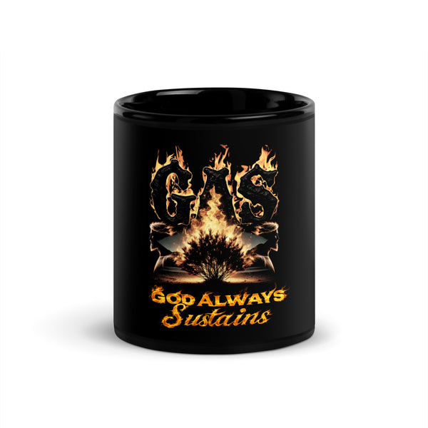 Anointed Attire GAS Christian Mug - God Always Sustains Black Glossy Coffee Mug