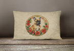 French Bulldog Christmas Flowers Throw Pillow