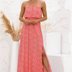 Floral Split Dress - Women's Fashion Tube Top