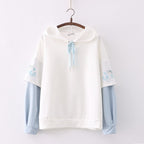 Printed Sleeves Hooded Splicing Pullover for Women | Streetwear