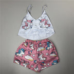Satin Fox Print Cami and Shorts Pajama Set