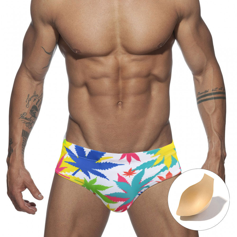 UXH Colorful Maple Leaf Print Triangle Swimwear