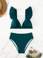 New Women's Two-Piece Solid Color Bikini Swimsuit