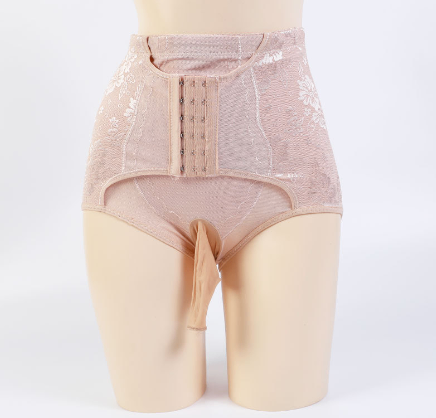 High-Waist Mesh Lace Triangle Shaping Panties