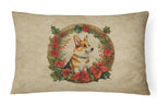 Corgi Christmas Flowers Throw Pillow