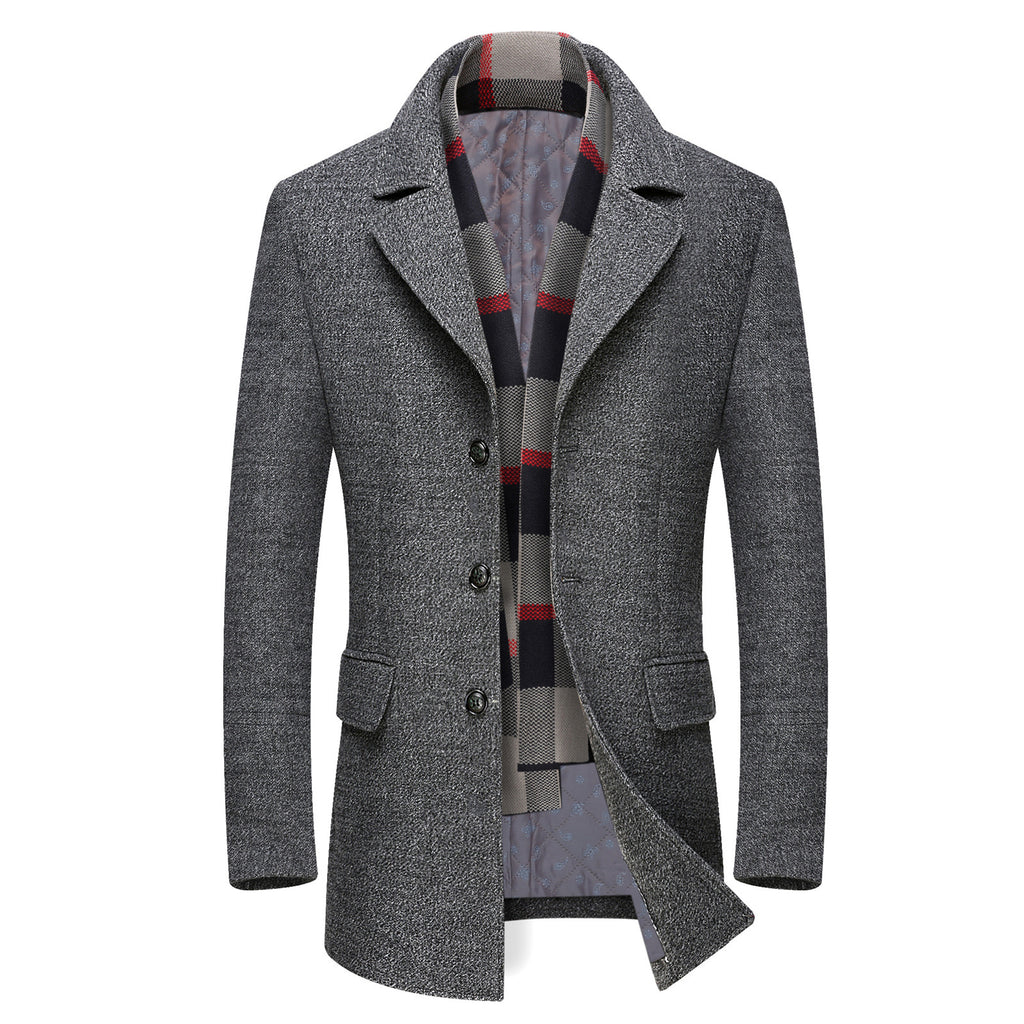 Thick Lapel Coat for Middle Aged Men