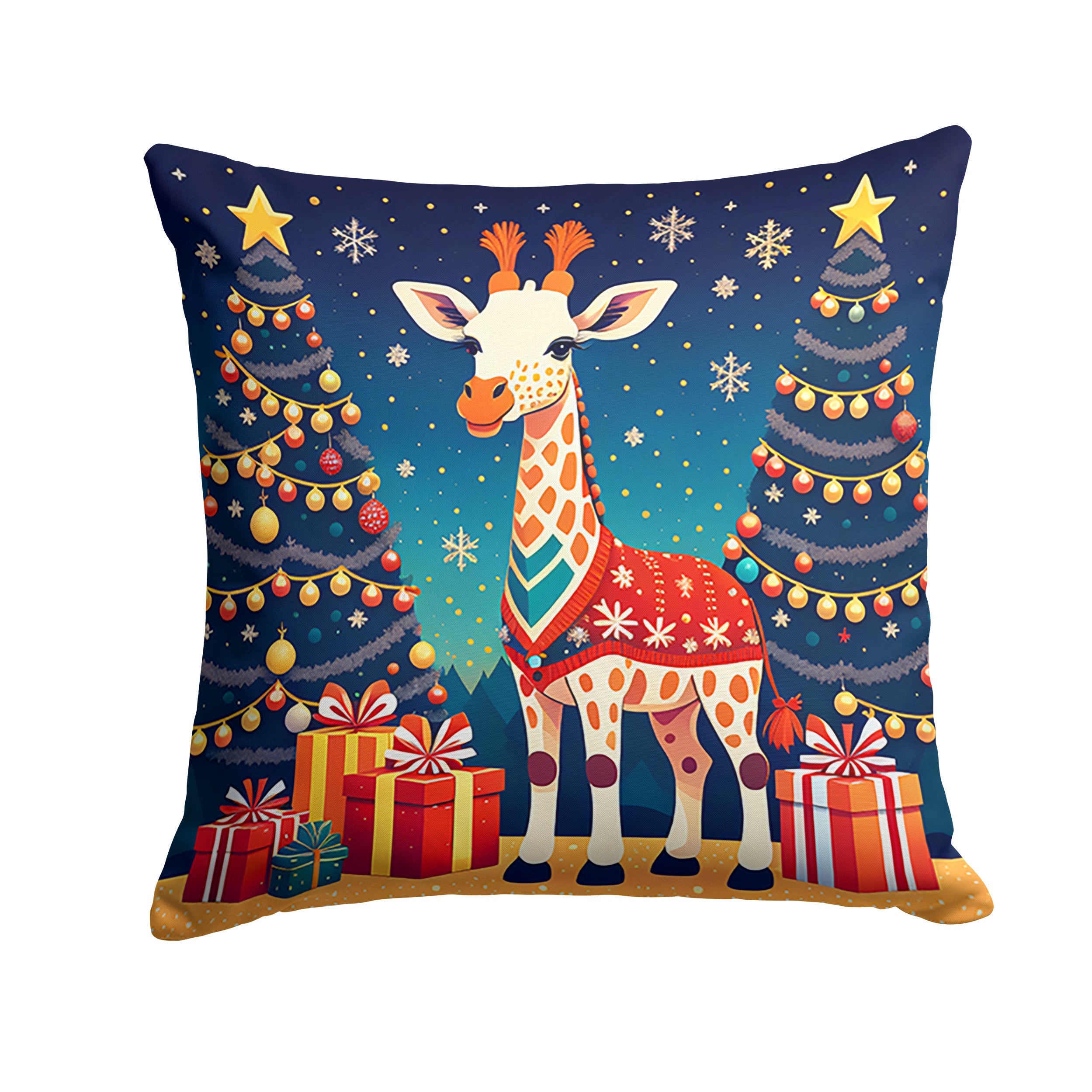 Giraffe Christmas Throw Pillow