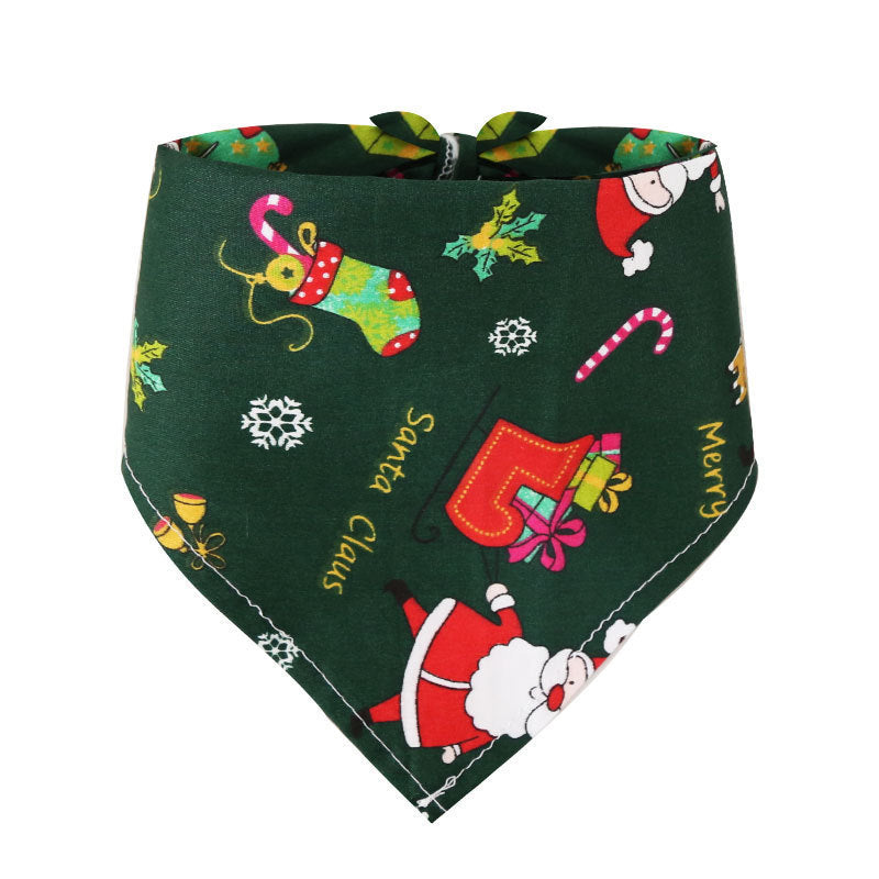 Christmas Cotton Printed Pet Dress & Triangle Scarf