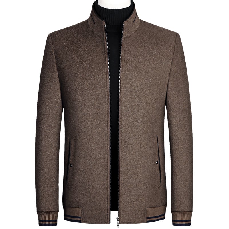 Men's Thickened Woolen Jacket with Vertical Collar