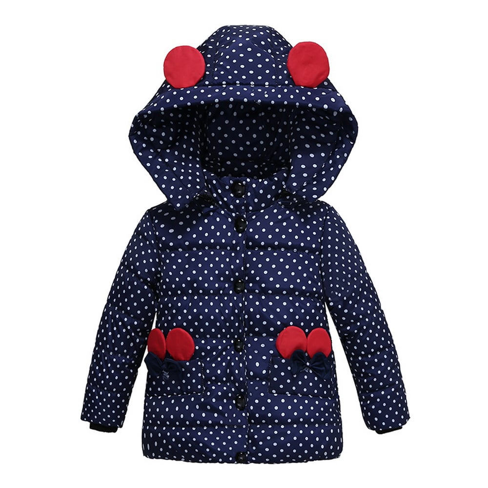 Hooded Dot Animal Design Girls Puffy Winter Coat