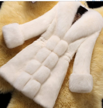 Elegant Fur Coat with Fox Fur Collar (One Piece)