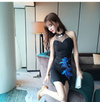 Embroidered Fish Design Qipao Dress with Mesh Details