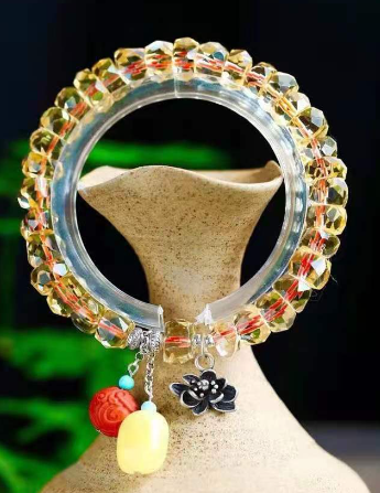 Faceted Citrine Crystal Bracelet with Charms