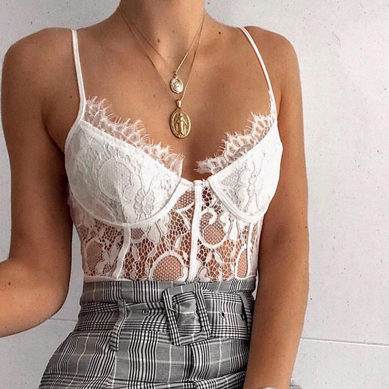 Summer New Women's Lace Bodysuit with Backless Design