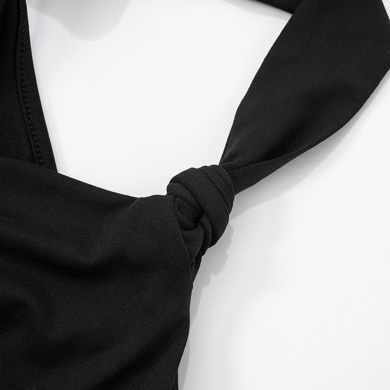Pleated Cross Backless Crop Top