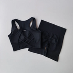 Women's Quick-Drying Seamless Yoga Sportswear Two-Piece Shorts Set
